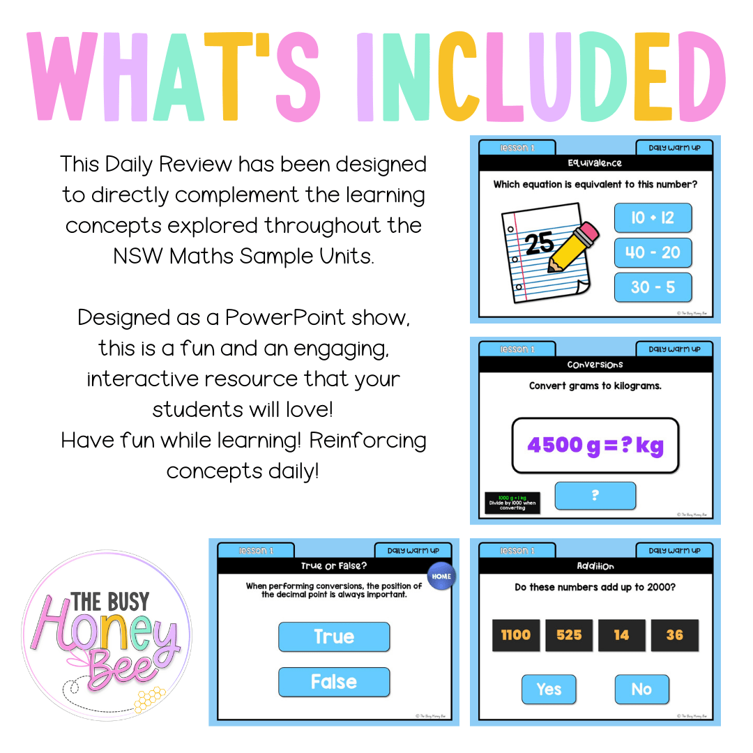 Stage 3 Year B Australian | NSW Math Daily Review | Warm-Up Unit 22 -