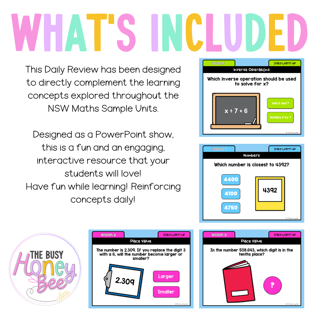 Stage 3 Year B Australian | NSW Math Daily Review | Warm-Up Unit 31 - Warm Up | Revision
