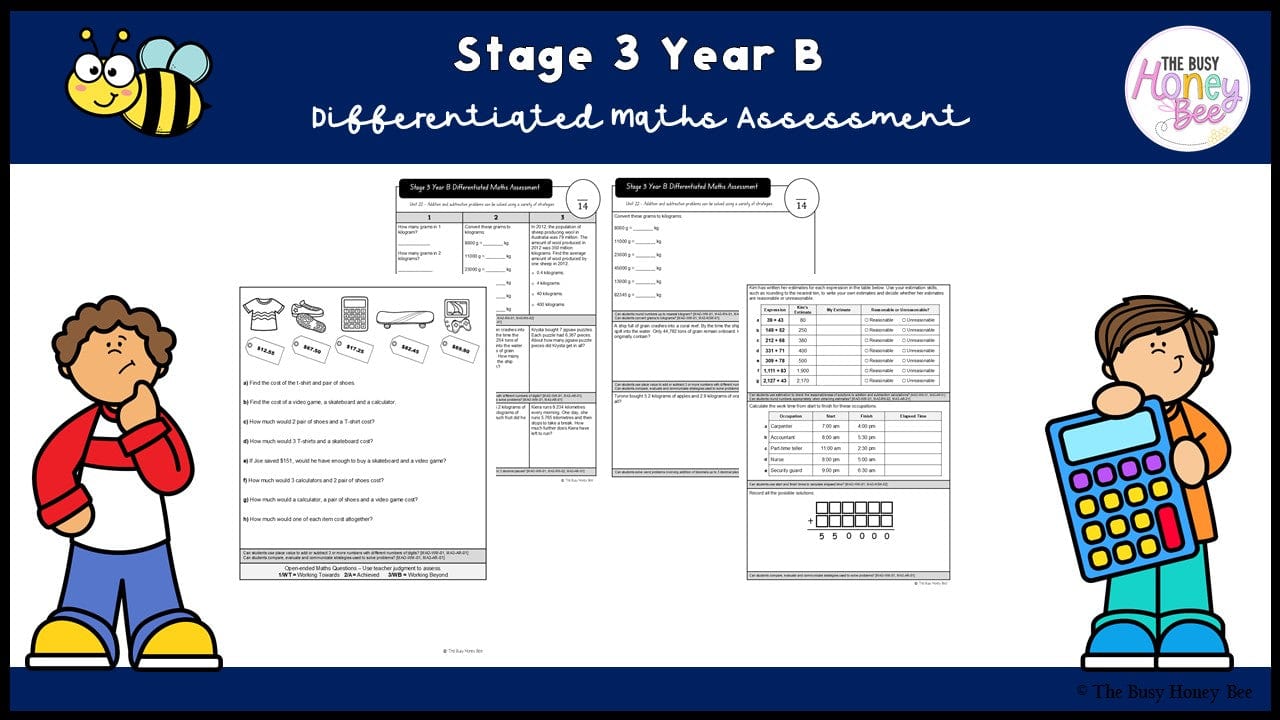 Stage 3 Year B Differentiated Maths Assessment Unit 22 - Assessment