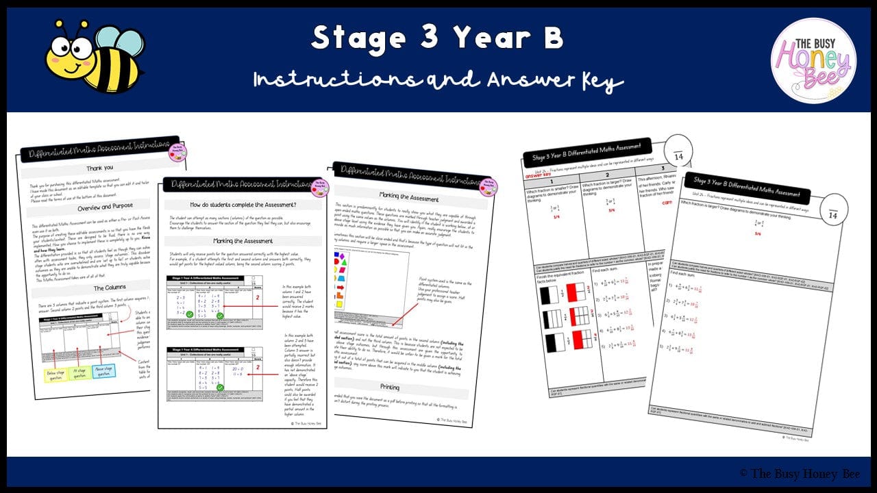 Stage 3 Year B Differentiated Maths Assessment Unit 24 - Assessment