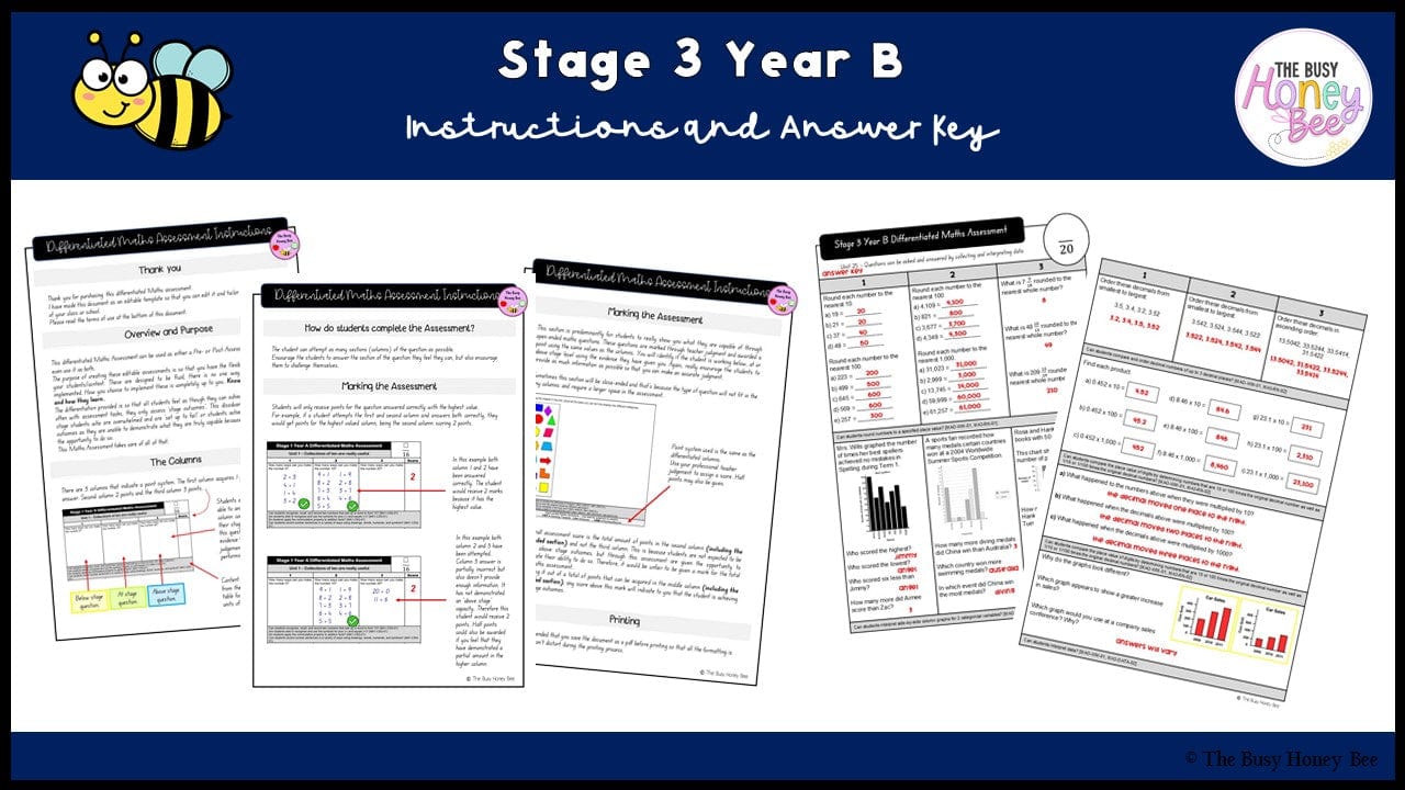 Stage 3 Year B Differentiated Maths Assessment Unit 25 - Assessment