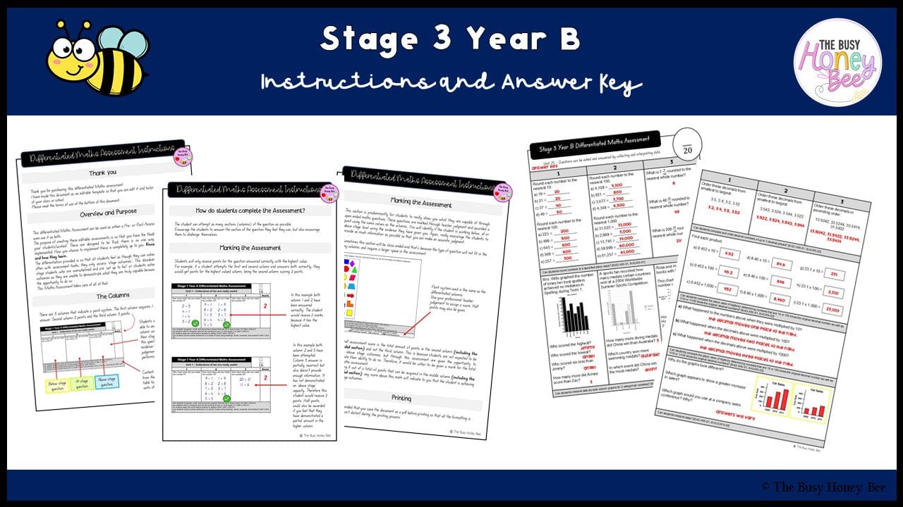 Stage 3 Year B Differentiated Maths Assessment Unit 26 - Assessment