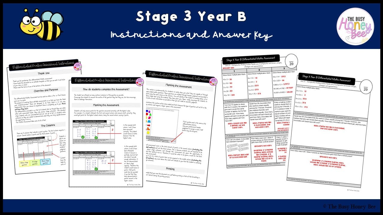 Stage 3 Year B Differentiated Maths Assessment Unit 27 - Assessment