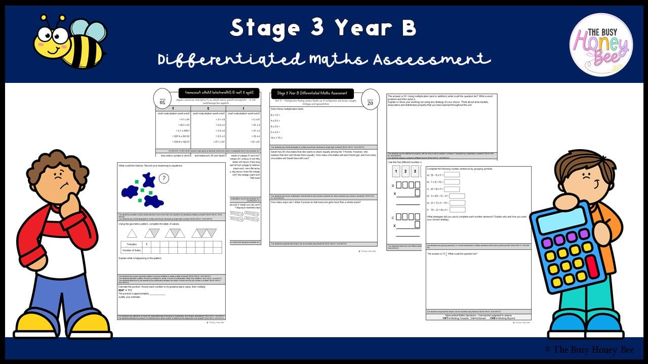 Stage 3 Year B Differentiated Maths Assessment Unit 27 - Assessment