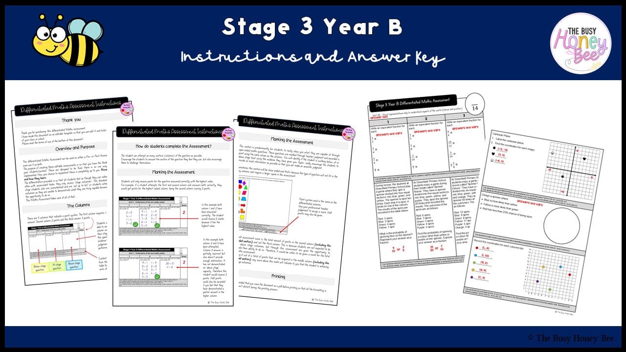 Stage 3 Year B Differentiated Maths Assessment Unit 28 - Assessment