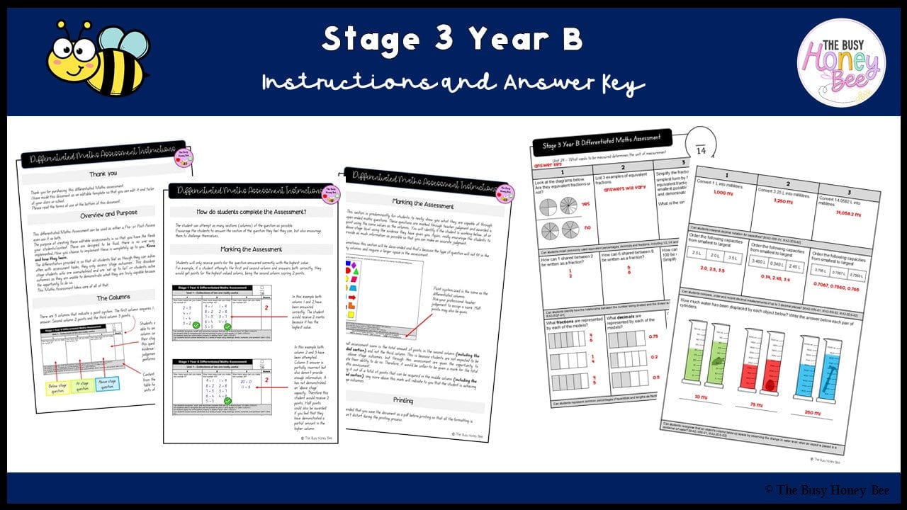 Stage 3 Year B Differentiated Maths Assessment Unit 29 - Assessment