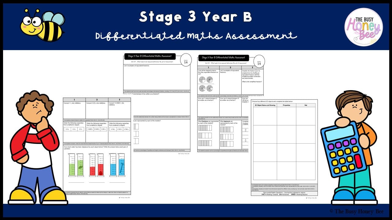 Stage 3 Year B Differentiated Maths Assessment Unit 29 - Assessment