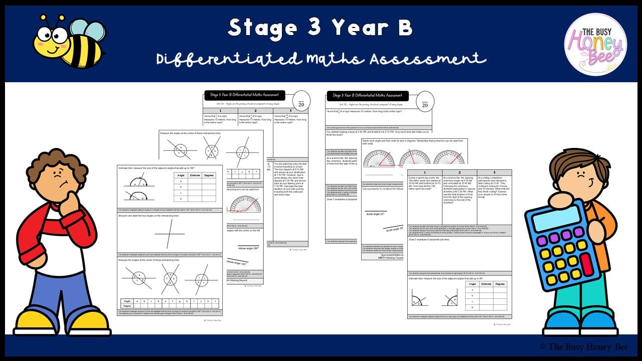 Stage 3 Year B Differentiated Maths Assessment Unit 30 - Assessment