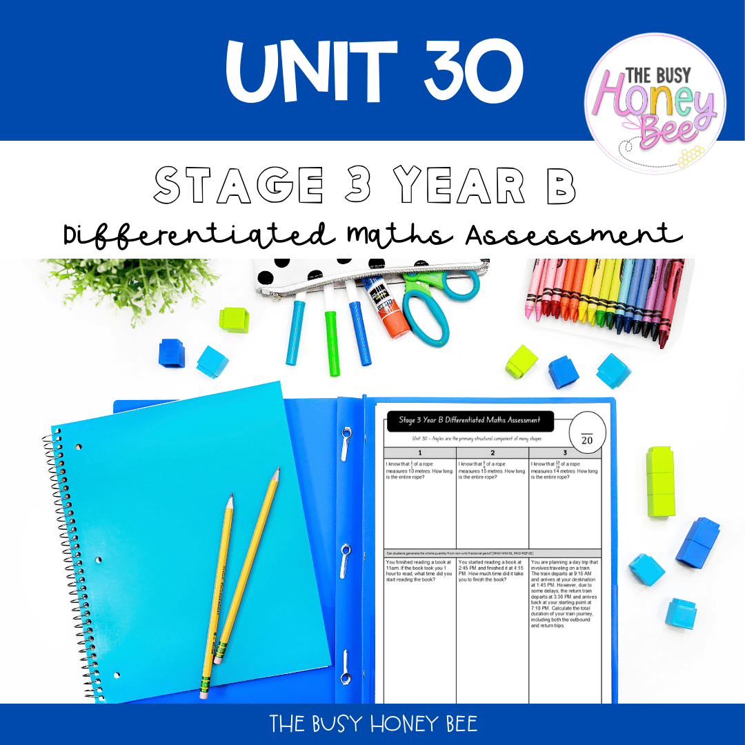 Stage 3 Year B Differentiated Maths Assessment Unit 30 - Assessment