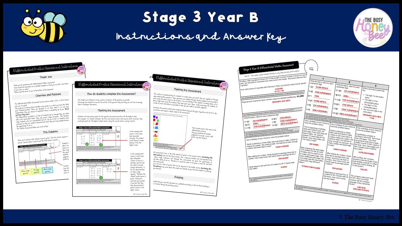 Stage 3 Year B Differentiated Maths Assessment Unit 31 - Assessment