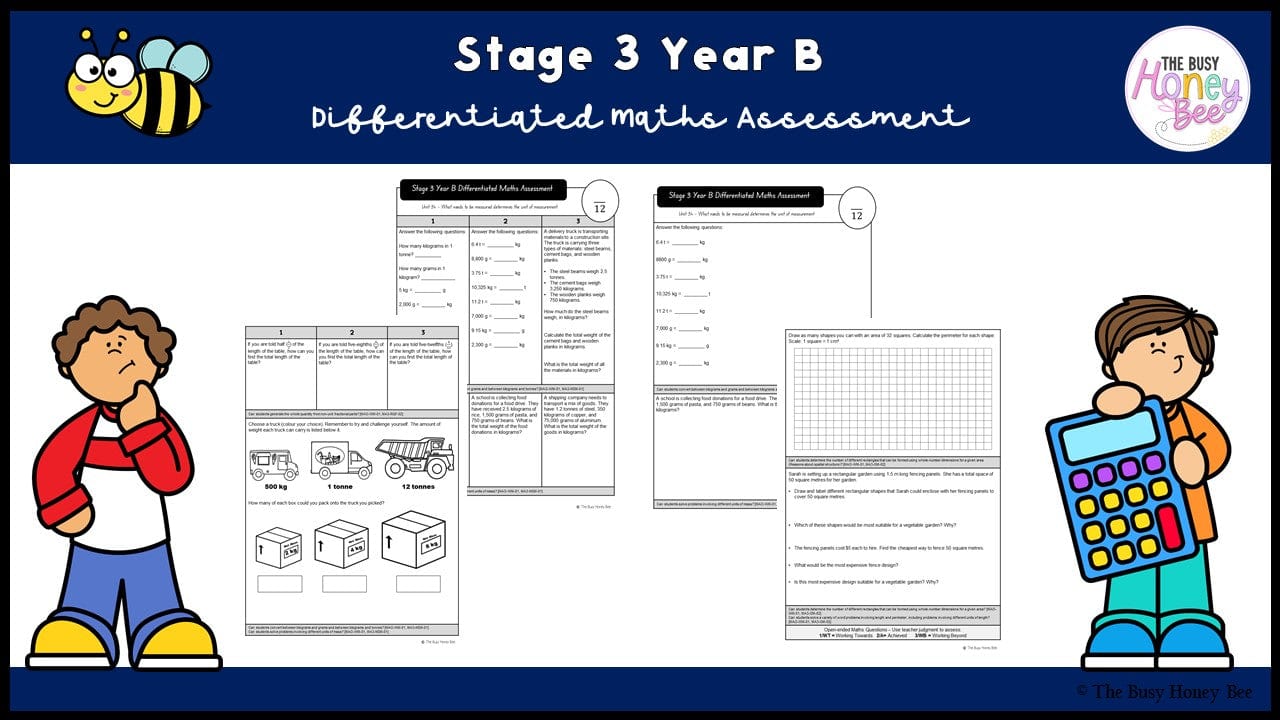Stage 3 Year B Differentiated Maths Assessment Unit 34 - Assessment