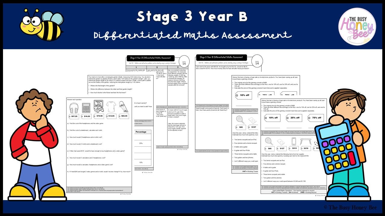 Stage 3 Year B Differentiated Maths Assessment Unit 35 - Assessment