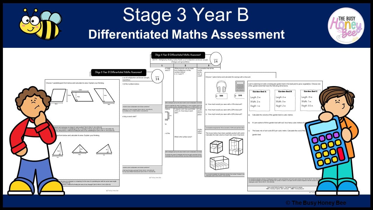 Stage 3 Year B Differentiated Maths Assessment Unit 37 - Assessment