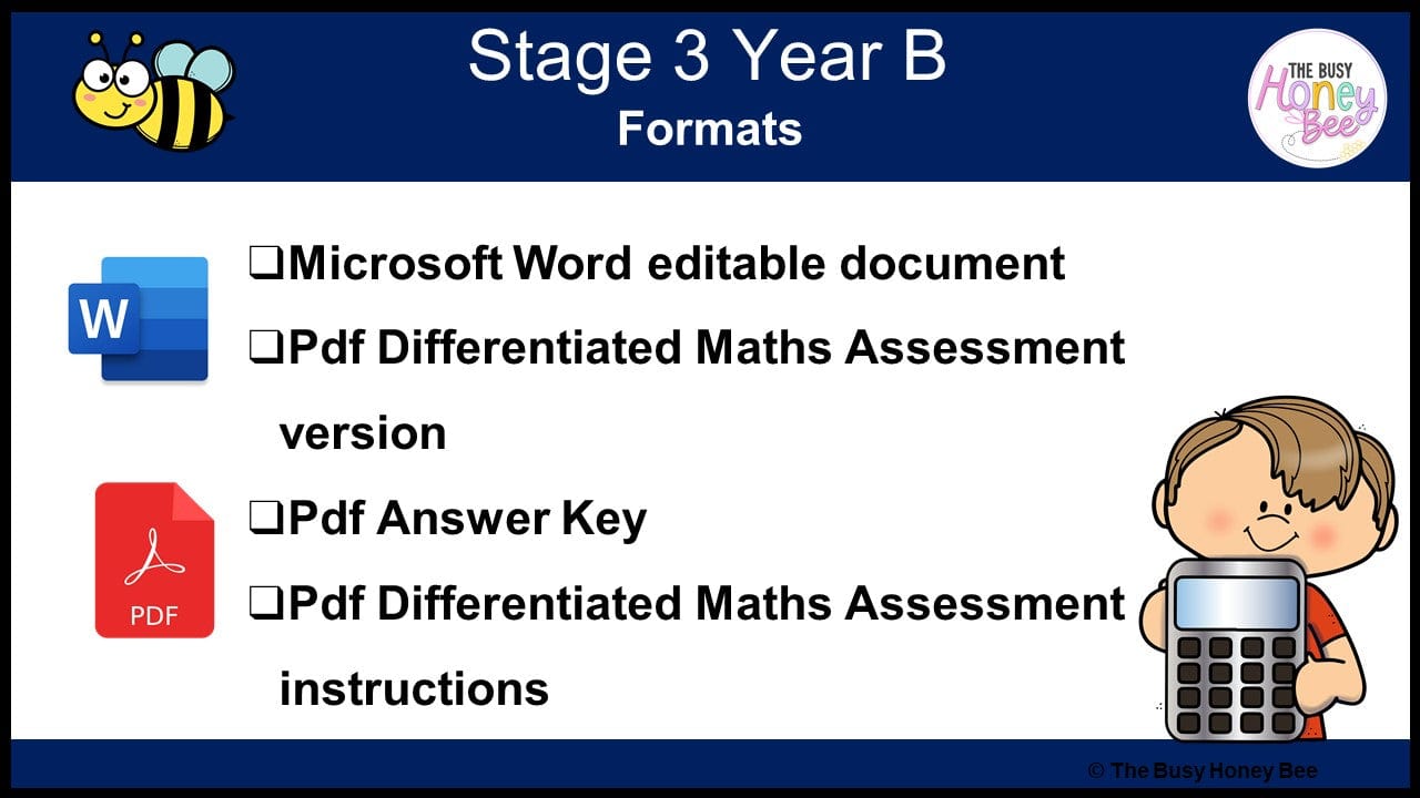 Stage 3 Year B Differentiated Maths Assessment Unit 39 - Assessment