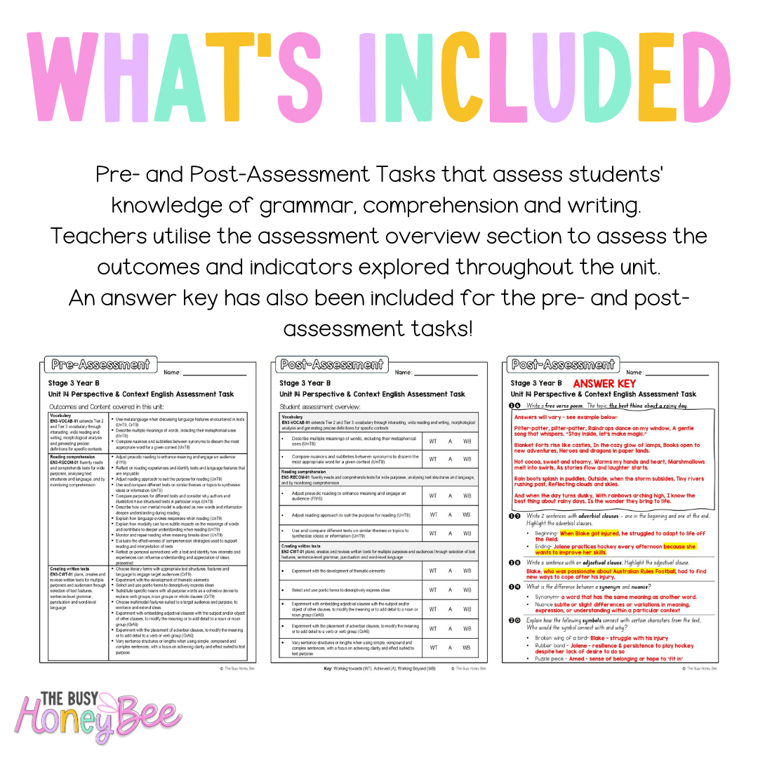 Stage 3 Year B English Pre- and Post-Assessment Unit 14 Perspective & Context -