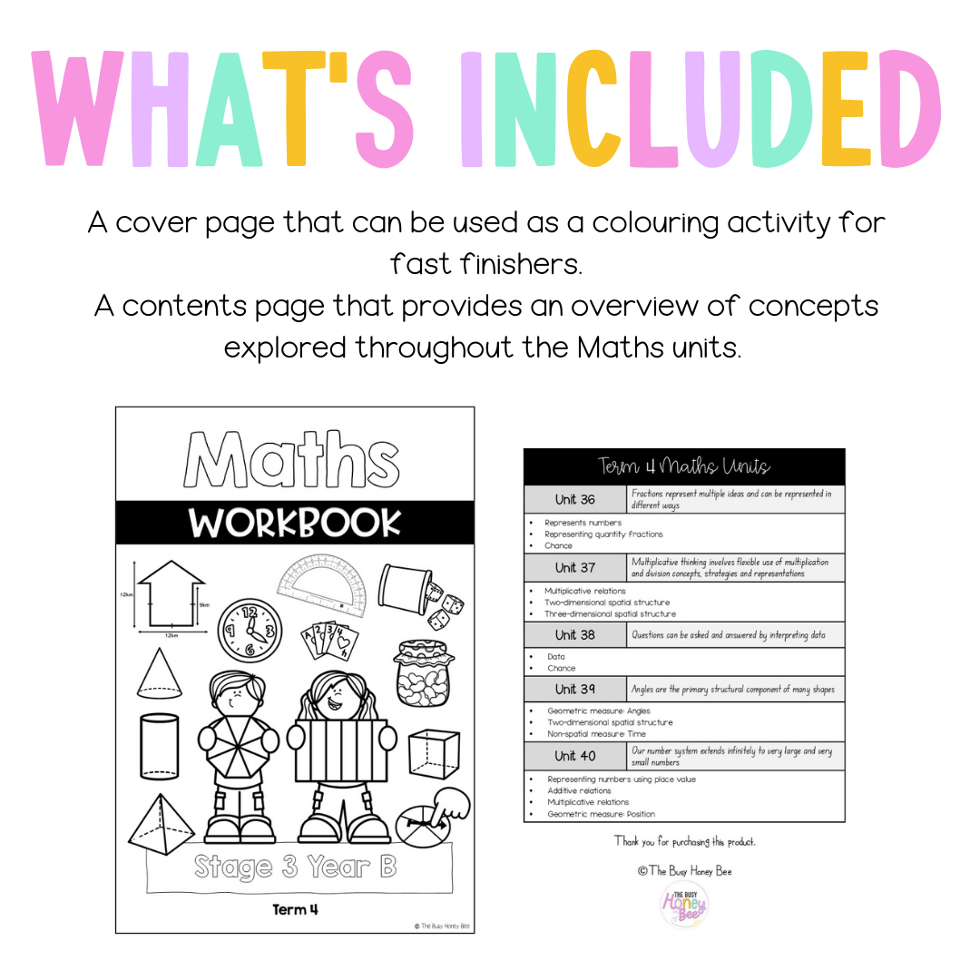 Stage 3 Year B NSW Maths Workbook Term 4 - Workbook | Worksheets