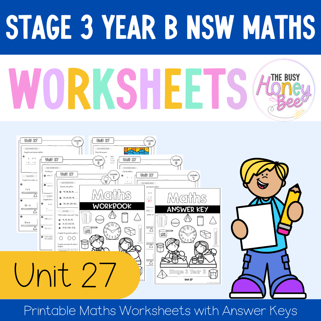 Stage 3 Year B NSW Maths Worksheets Unit 27 - Workbook | Worksheets