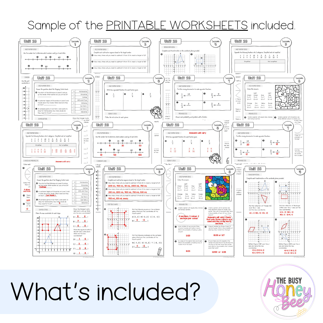 Stage 3 Year B NSW Maths Worksheets Unit 28 - Workbook | Worksheets
