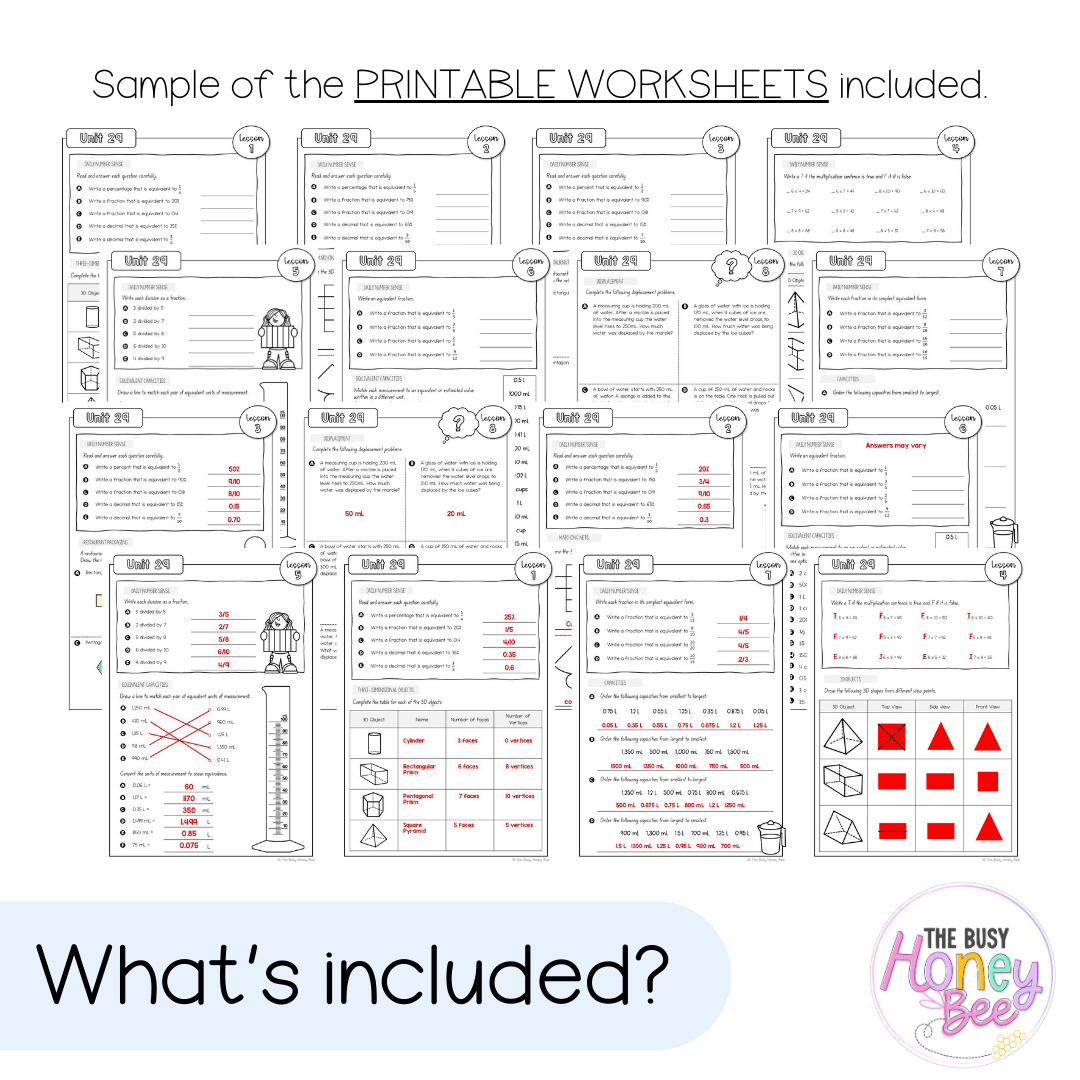 Stage 3 Year B NSW Maths Worksheets Unit 29 - Workbook | Worksheets