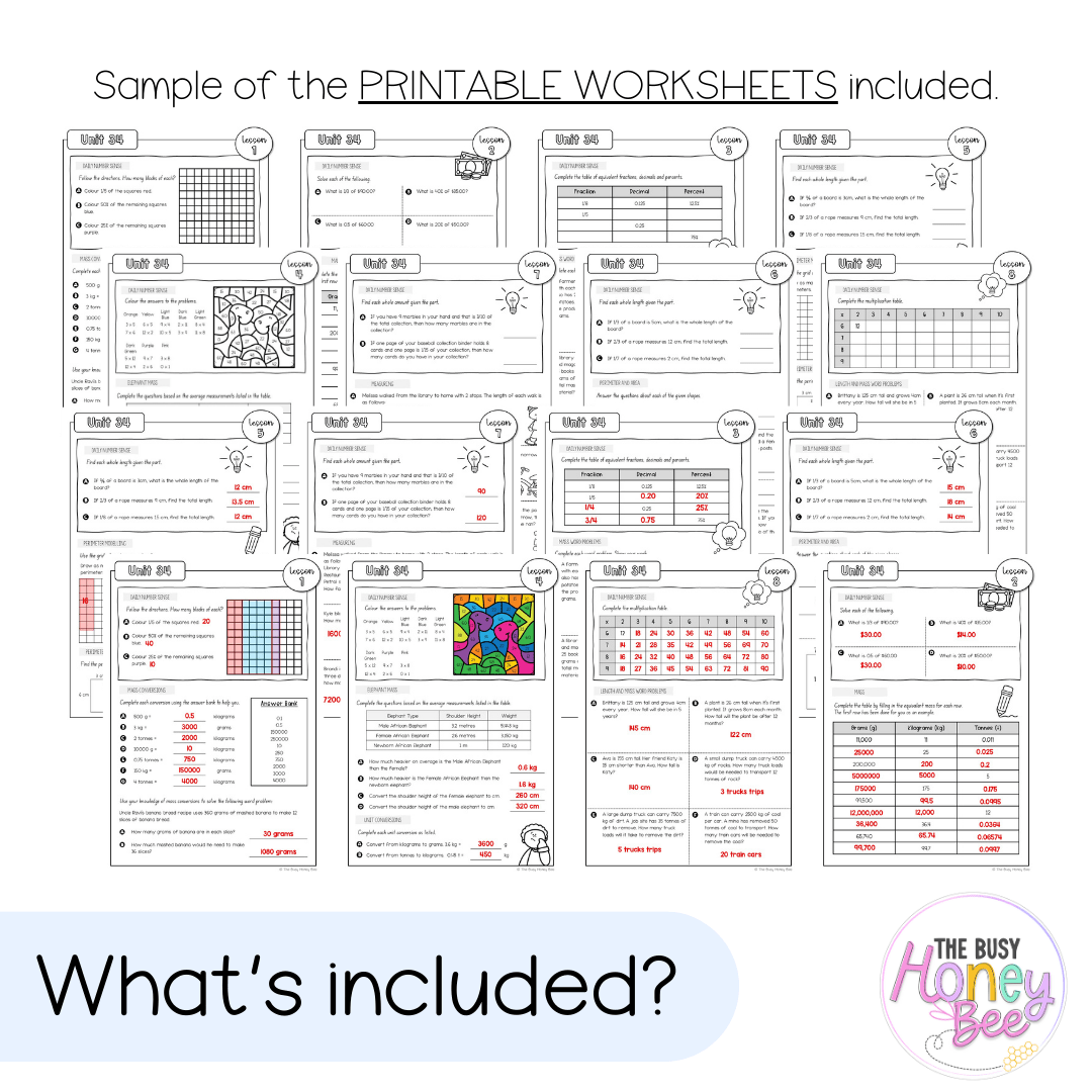 Stage 3 Year B NSW Maths Worksheets Unit 34 - Workbook | Worksheets