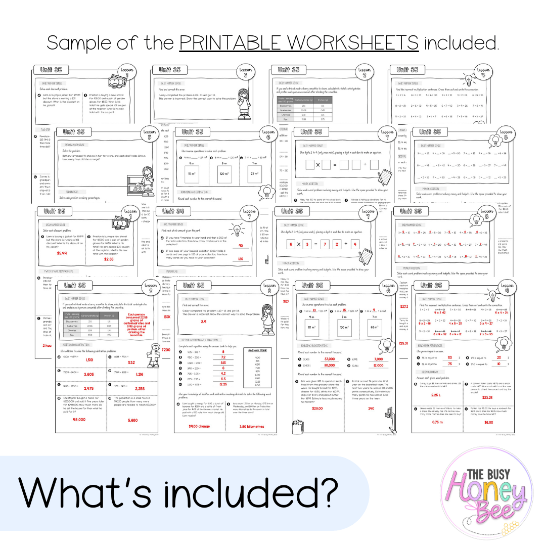 Stage 3 Year B NSW Maths Worksheets Unit 35 - Workbook | Worksheets