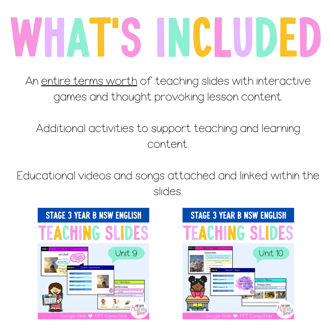 Stage 3 Year B Term 1 English Teaching Slides Mega Bundle - Teaching Slides