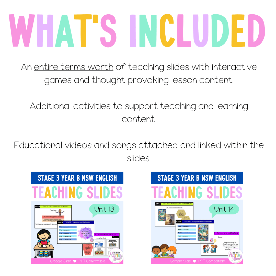 Stage 3 Year B Term 3 English Teaching Slides Mega Bundle - Teaching Slides