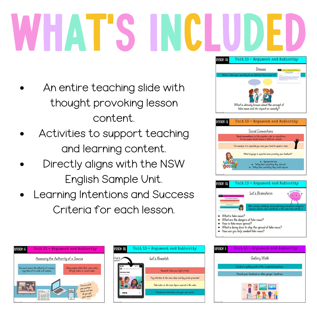 Stage 3 Year B Unit 13 NSW Argument and Authority English Teaching Slides - Teaching Slides
