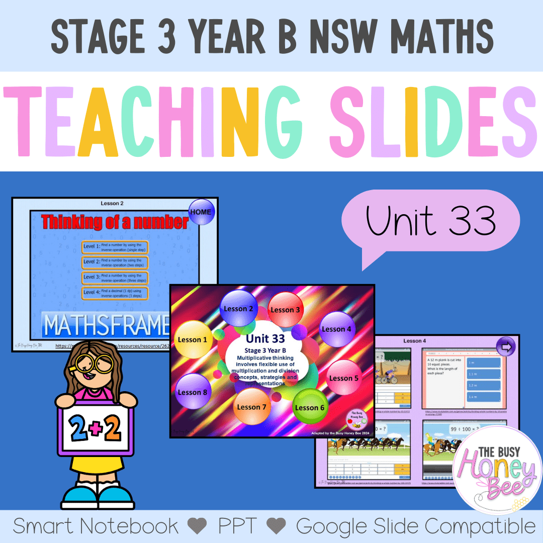 Stage 3 Year B Unit 33 NSW Maths Teaching Slides - Zip Folder: Smart Notebook, PowerPoint, Google Slide Compatible