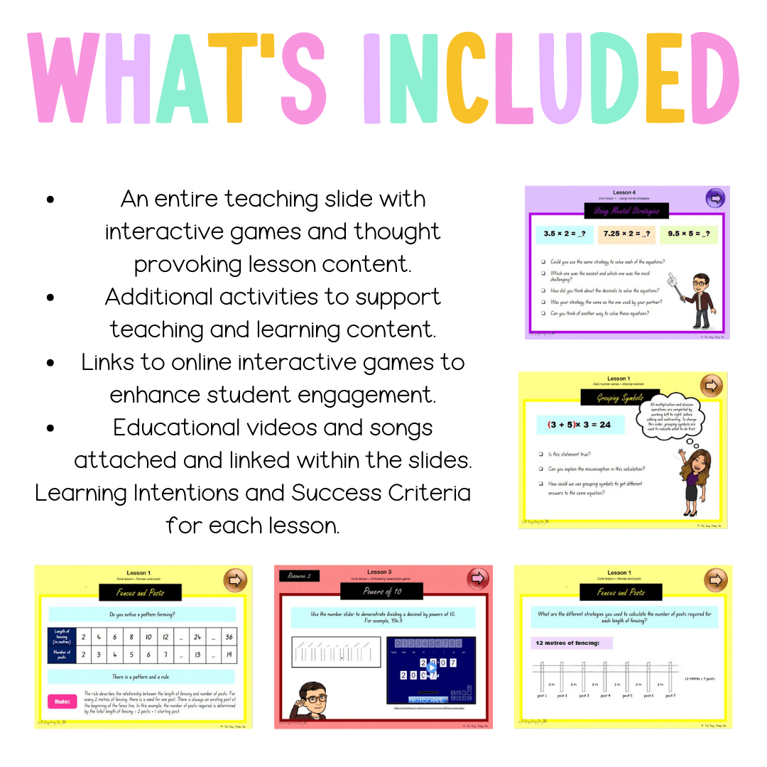 Stage 3 Year B Unit 33 NSW Maths Teaching Slides - Zip Folder: Smart Notebook, PowerPoint, Google Slide Compatible