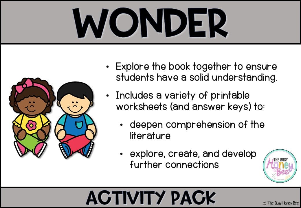 Unit 6 Wonder by RJ Palacio Activity Pack -
