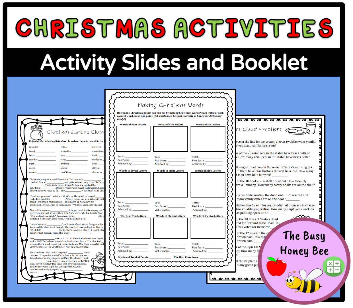 Stage 3 Christmas Activities PowerPoint and Booklet