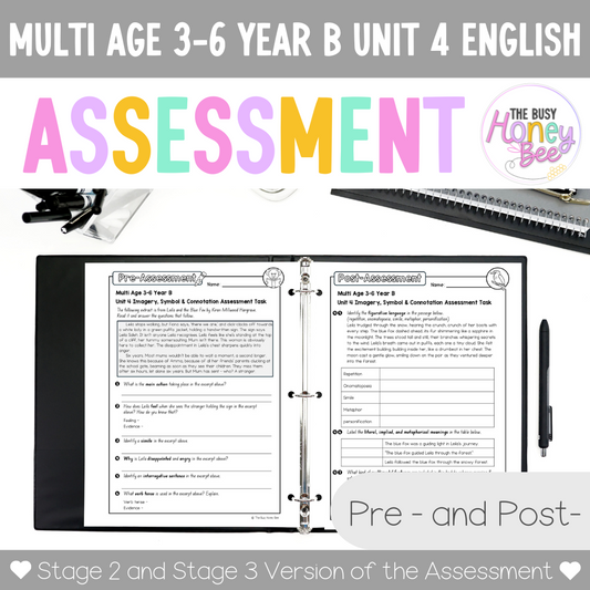 Multi Age 3-6 Year B English Pre- and Post-Assessment Unit 4 Imagery, symbol and connotation