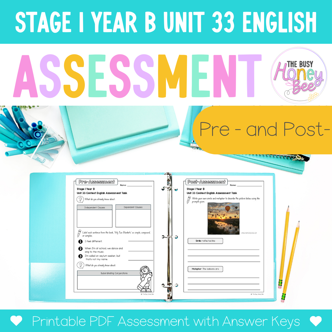 Stage 1 Year B English Pre- and Post-Assessment Unit 33