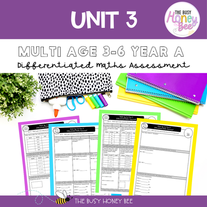 Multi Age 3-6 Year A Differentiated NSW Maths Assessment Term 1 Mega Bundle