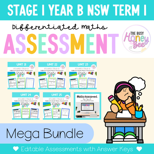 Stage 1 Year B Term 1 Differentiated Maths Assessment Bundle