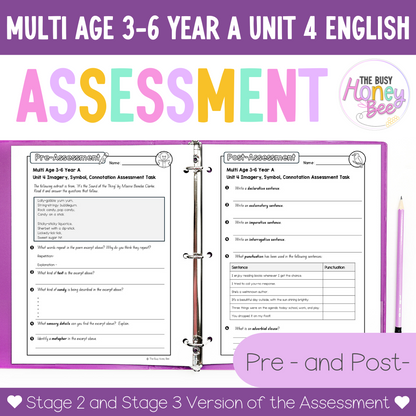 Multi Age 3-6 Year A English Pre- and Post-Assessment Unit 4 Imagery, symbol and connotation