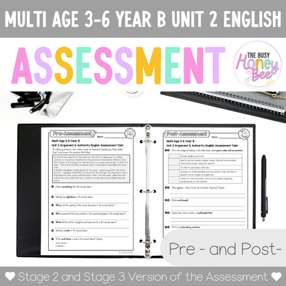 Multi Age 3-6 Year B English Pre- and Post-Assessment Unit 2 Argument and Authority