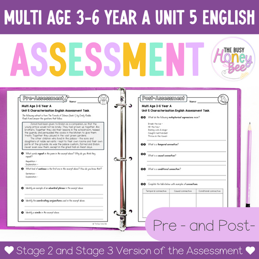 Multi Age 3-6 Year A English Pre- and Post-Assessment Unit 5 Characterisation