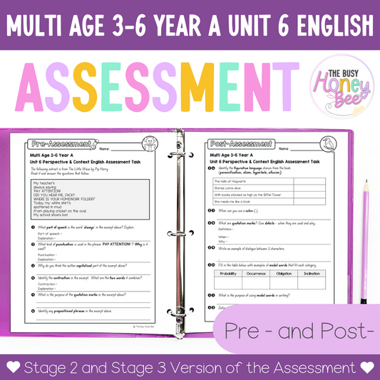 Multi Age 3-6 Year A English Pre- and Post-Assessment Unit 6 Perspective and Context