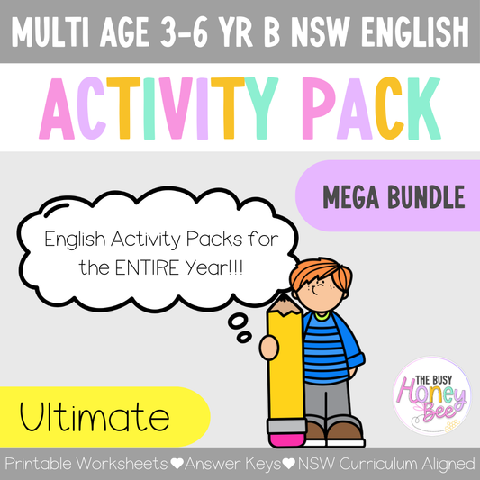 Multi Age 3-6 Year B English Activity Pack ULTIMATE Mega Bundle