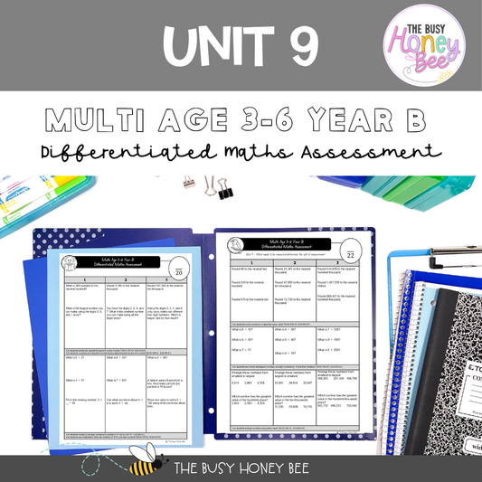 Multi Age 3-6 Year B Differentiated NSW Maths Assessment Unit 9