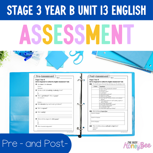 Stage 3 Year B English Pre- and Post-Assessment Unit 13 Argument and authority