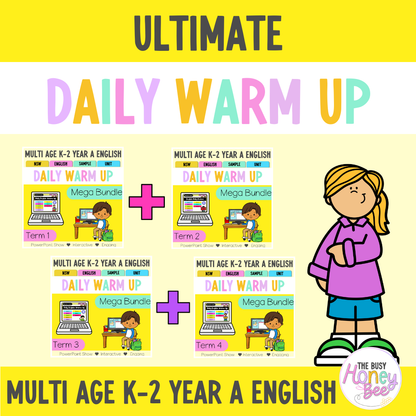 Multi Age K-2 Year A Ultimate English Australian | NSW English Daily Review | Warm-Up Mega Bundle