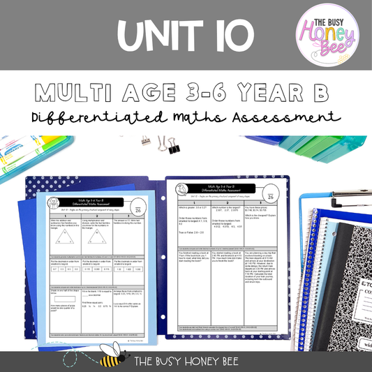 Multi Age 3-6 Year B Differentiated NSW Maths Assessment Unit 10