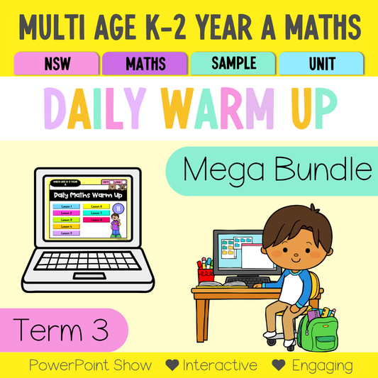 Multi Age K-2 Yr A Australian | NSW Math Daily Review Warm-Up Term 3 Mega Bundle