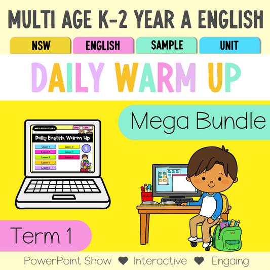 Multi Age K-2 Year A English Daily Warm Up Term 1 Mega Bundle