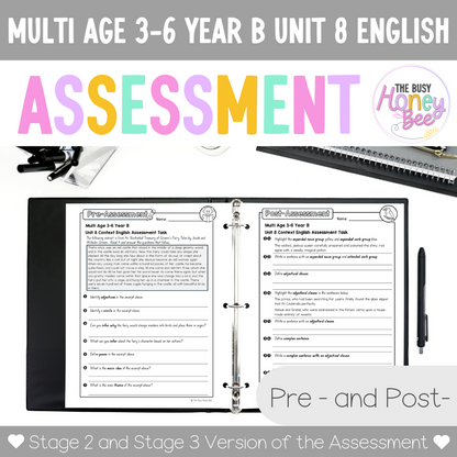 Multi Age 3-6 Year B English Pre- and Post-Assessment Unit 8 Context