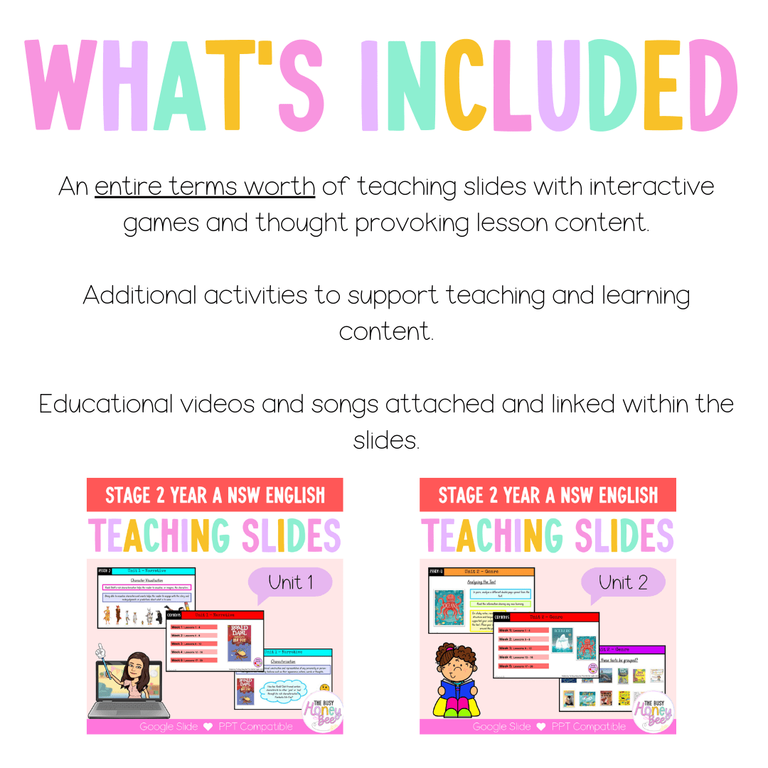 Stage 2 Year A Term 1 English Teaching Slides Mega Bundle