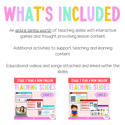 Stage 2 Year A Term 1 English Teaching Slides Mega Bundle